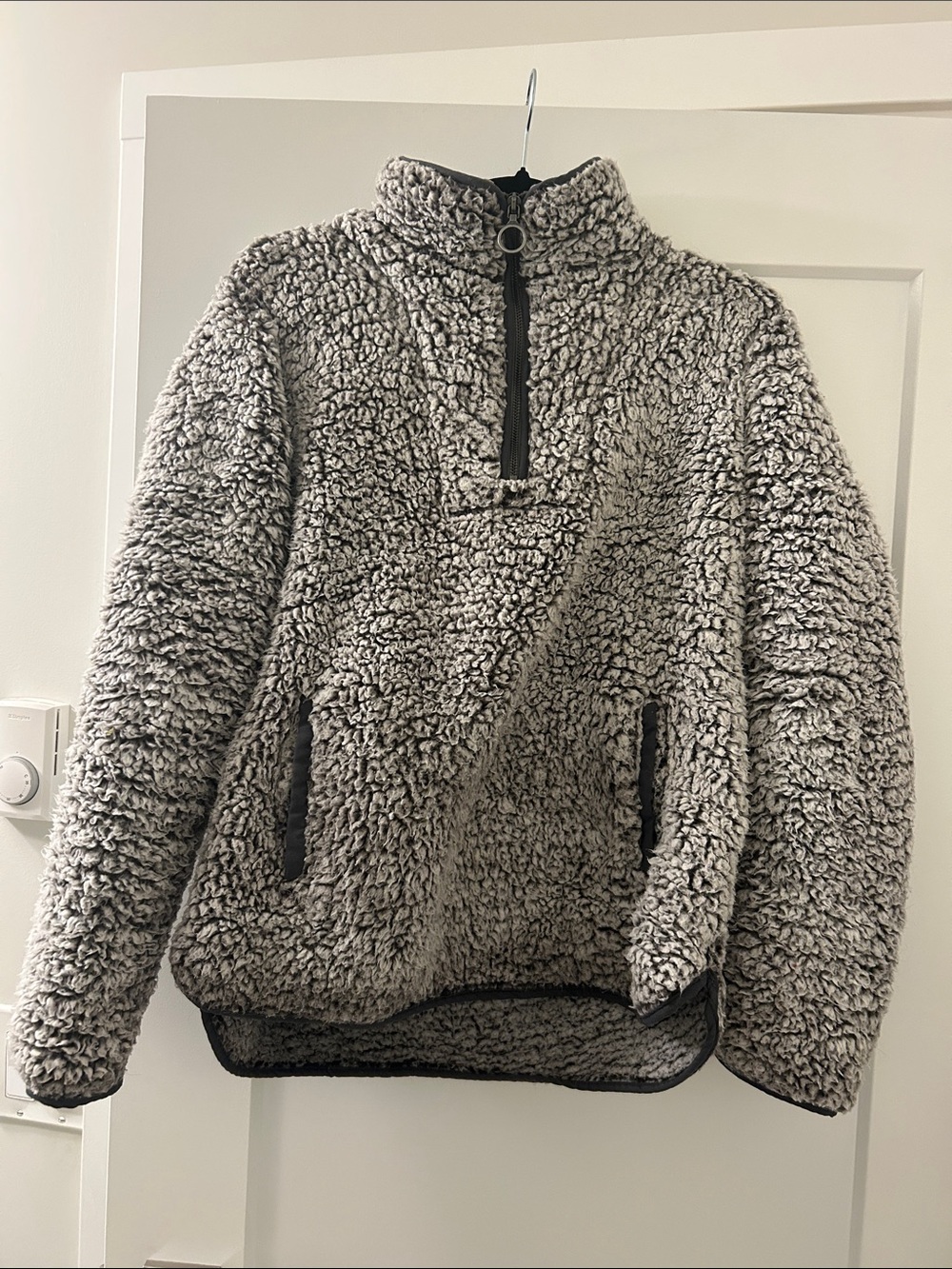 Thread & Supply Gray Sherpa Half-Zip Pullover